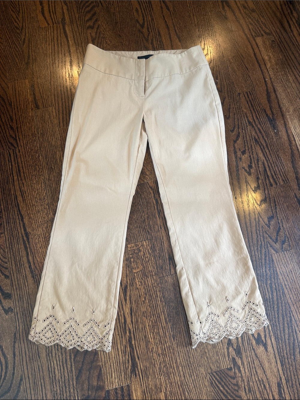 Guess Collection Tan Eyelet Cropped Dress Pants